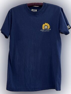 Simply Southern Navy T‑Shirt with Yellow Sunflower Logo